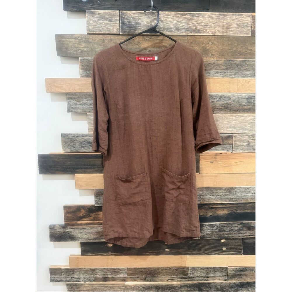 Pyne & Smith linen mini dress tunic size Small
